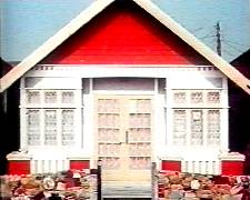 red & white house